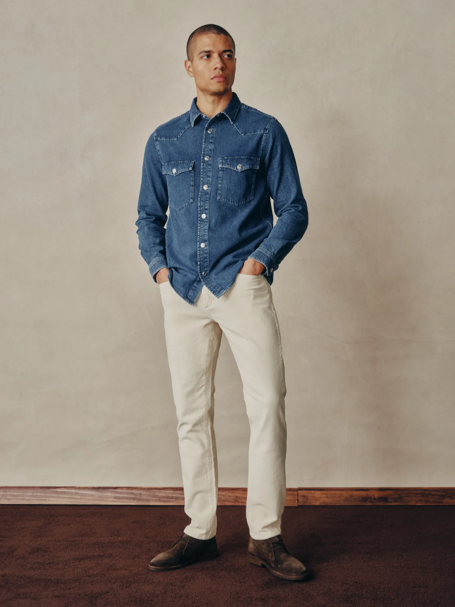 DL1961 | Pantalon slim velours côtelé "Nick" - Blé – Image 7