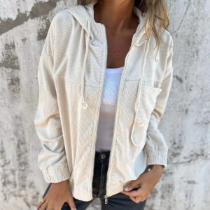 Lyra - Veste à Capuche en Velours Côtelé avec Fermeture Éclair