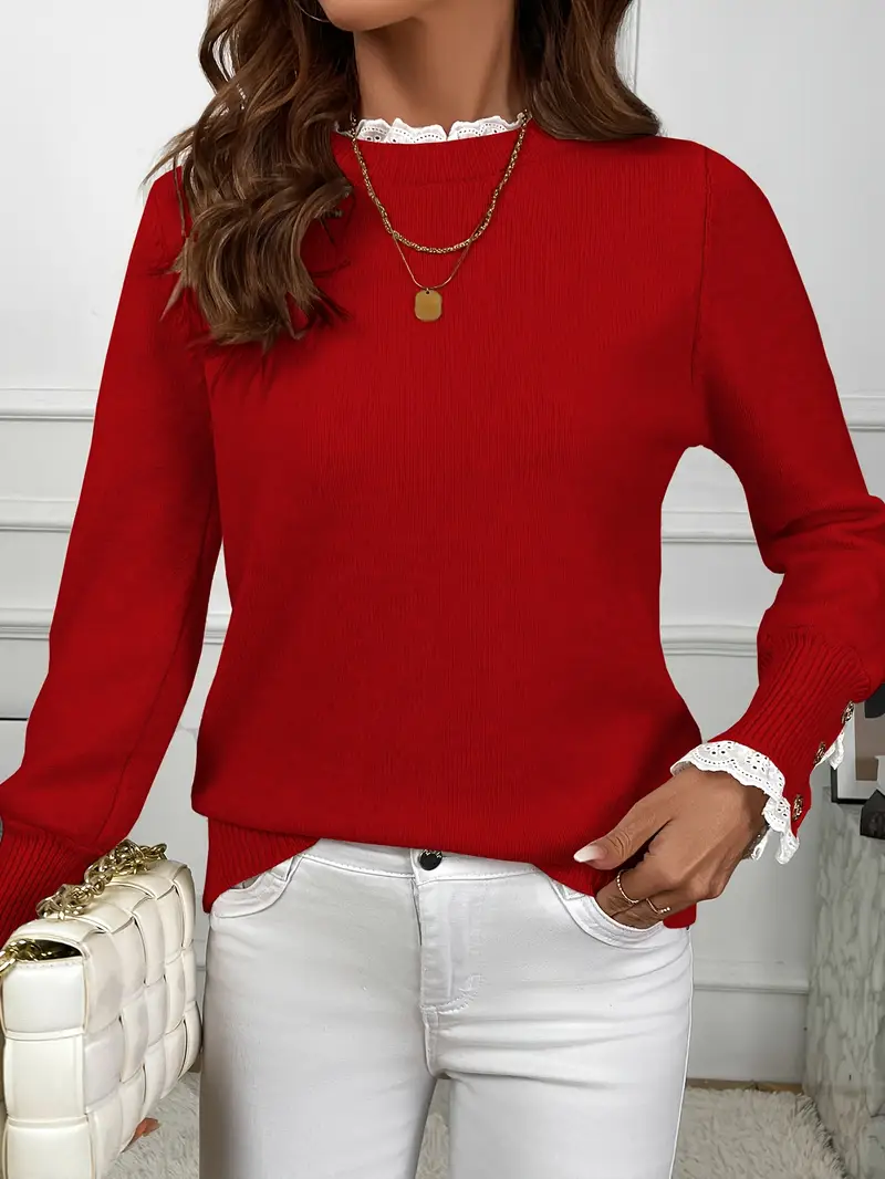 Inaya - Pull en tricot élégant à volants et boutons – Image 4