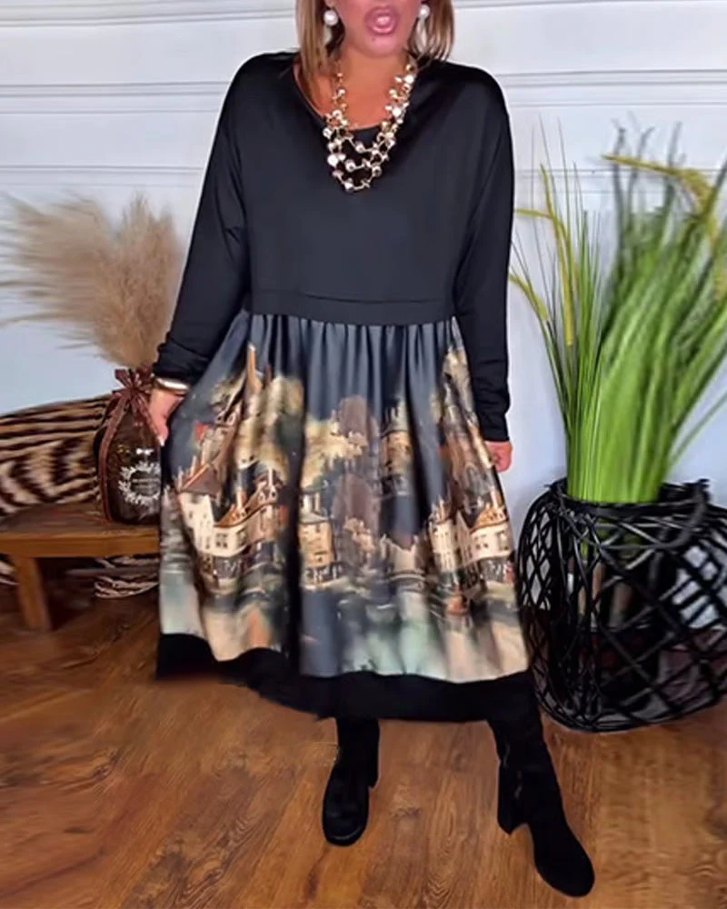 Delyssara - Robe libre et à motifs avec des manches longues – Image 4