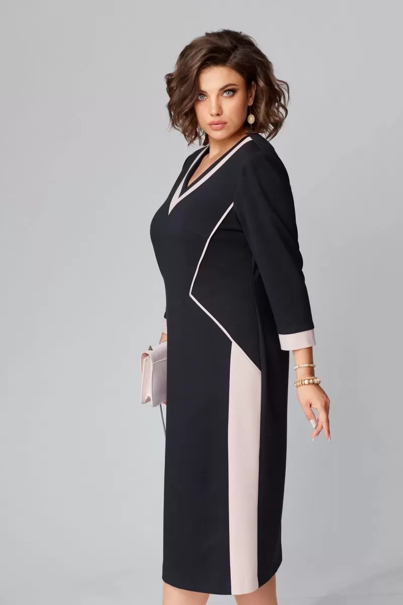 Rhoselivessa - Robe Chic Contrastée à Col V – Image 3