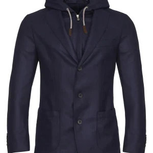 Emanuel Berg | Veste de sport en laine et cachemire avec bavette amovible à capuche - Marine