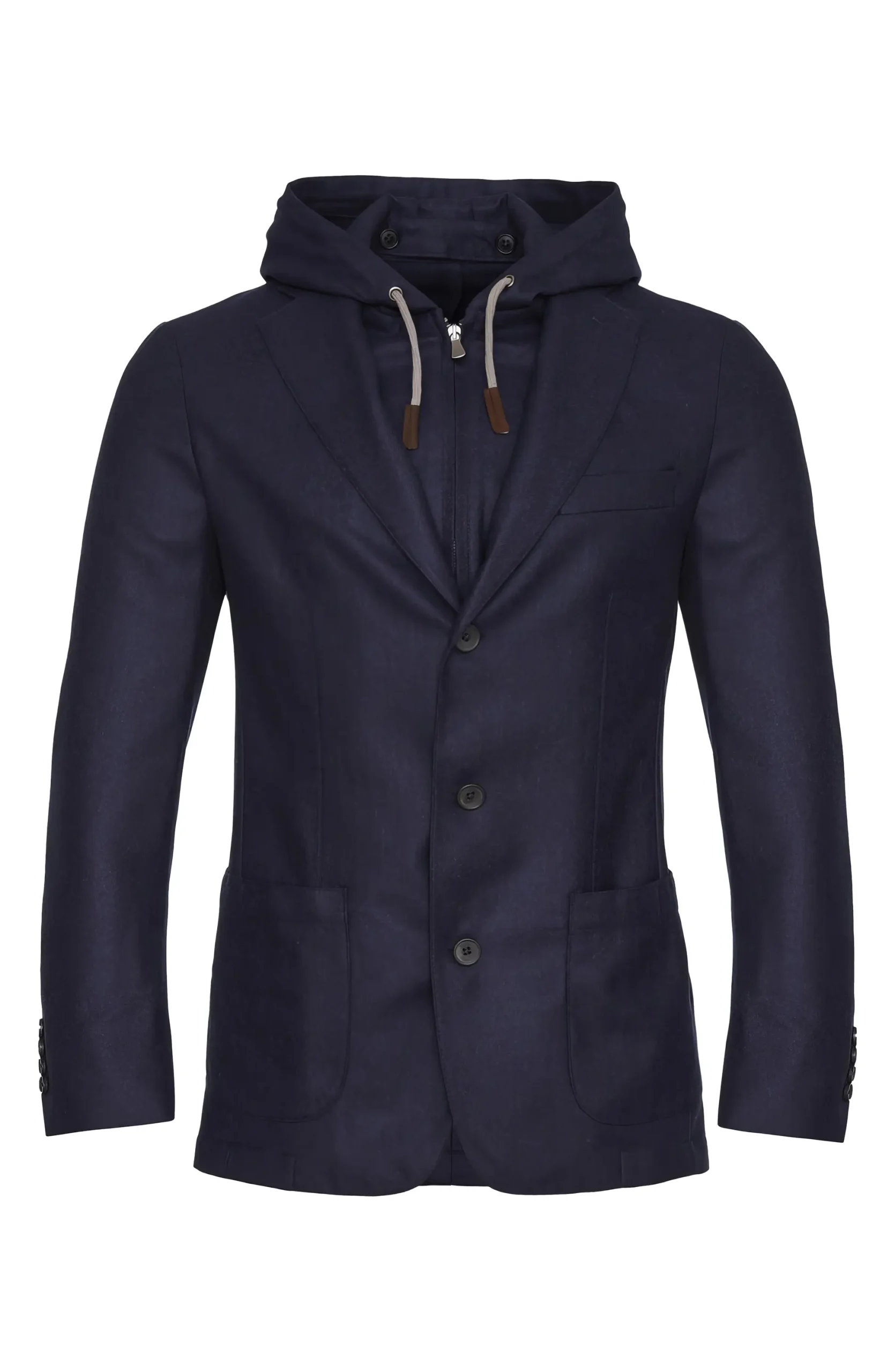 Emanuel Berg | Veste de sport en laine et cachemire avec bavette amovible à capuche - Marine – Image 2