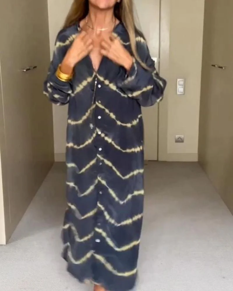 Ania - Robe à Manches Longues à Rayures Boho – Image 3