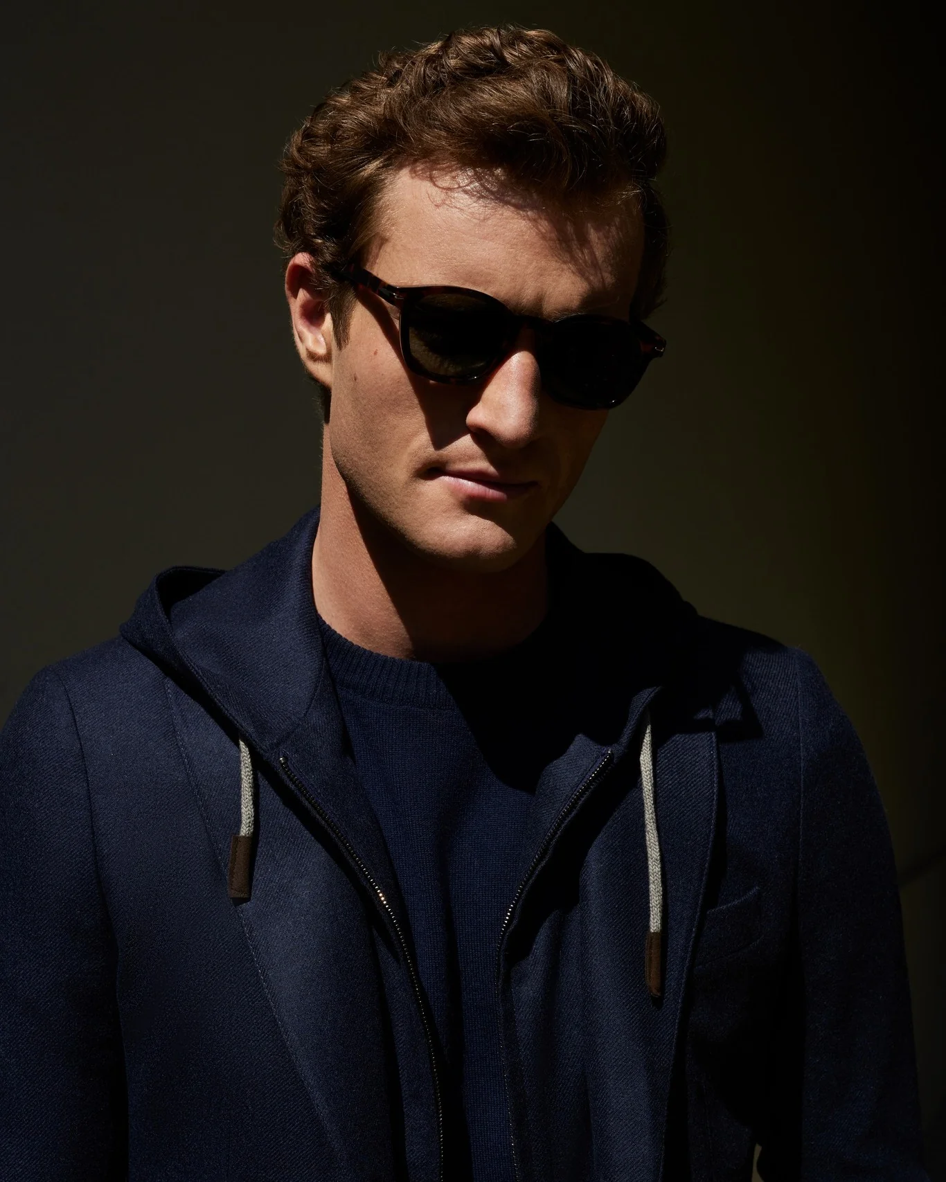 Emanuel Berg | Veste de sport en laine et cachemire avec bavette amovible à capuche - Marine – Image 4