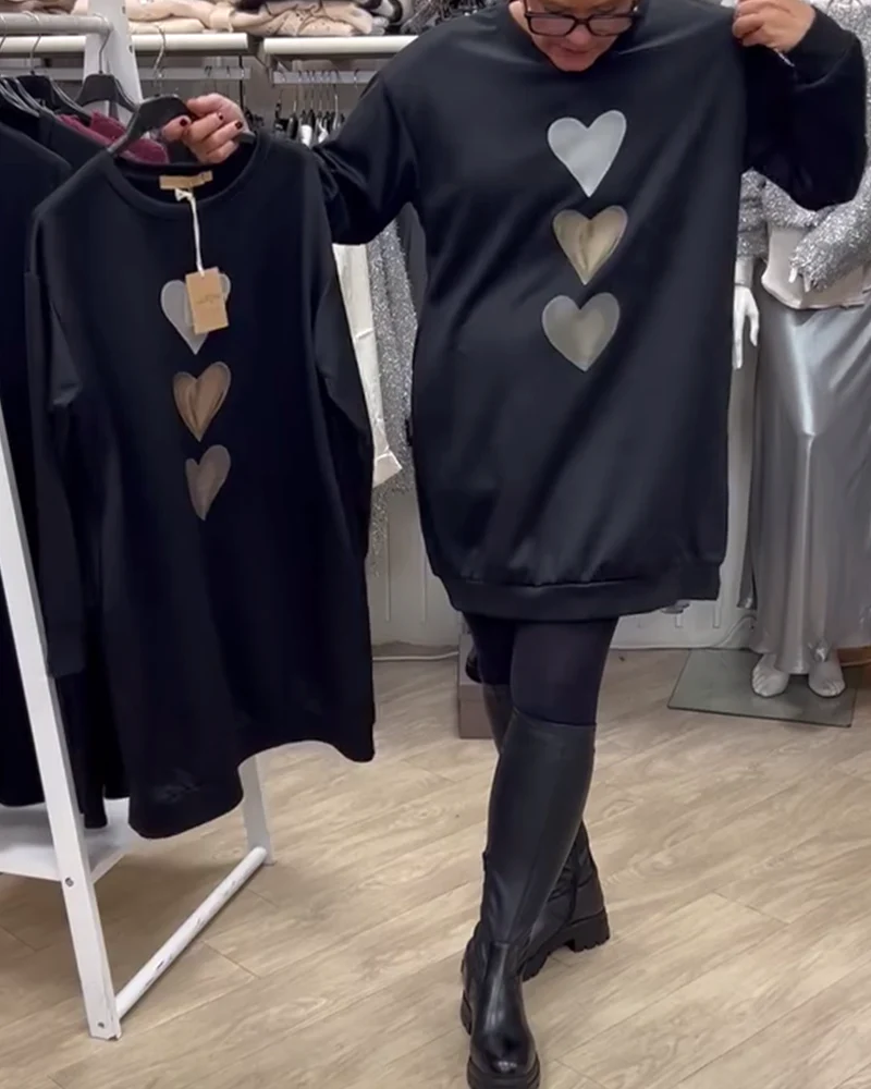 Francine - Sweat-shirt Femme Cœur Imprimé Manches Longues – Image 3