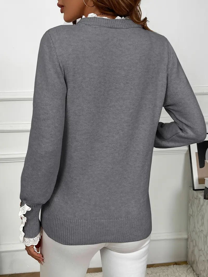 Inaya - Pull en tricot élégant à volants et boutons – Image 6