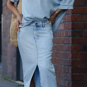 Mireya - Ensemble Décontracté Femme en Denim Tencel avec Décolleté Rond