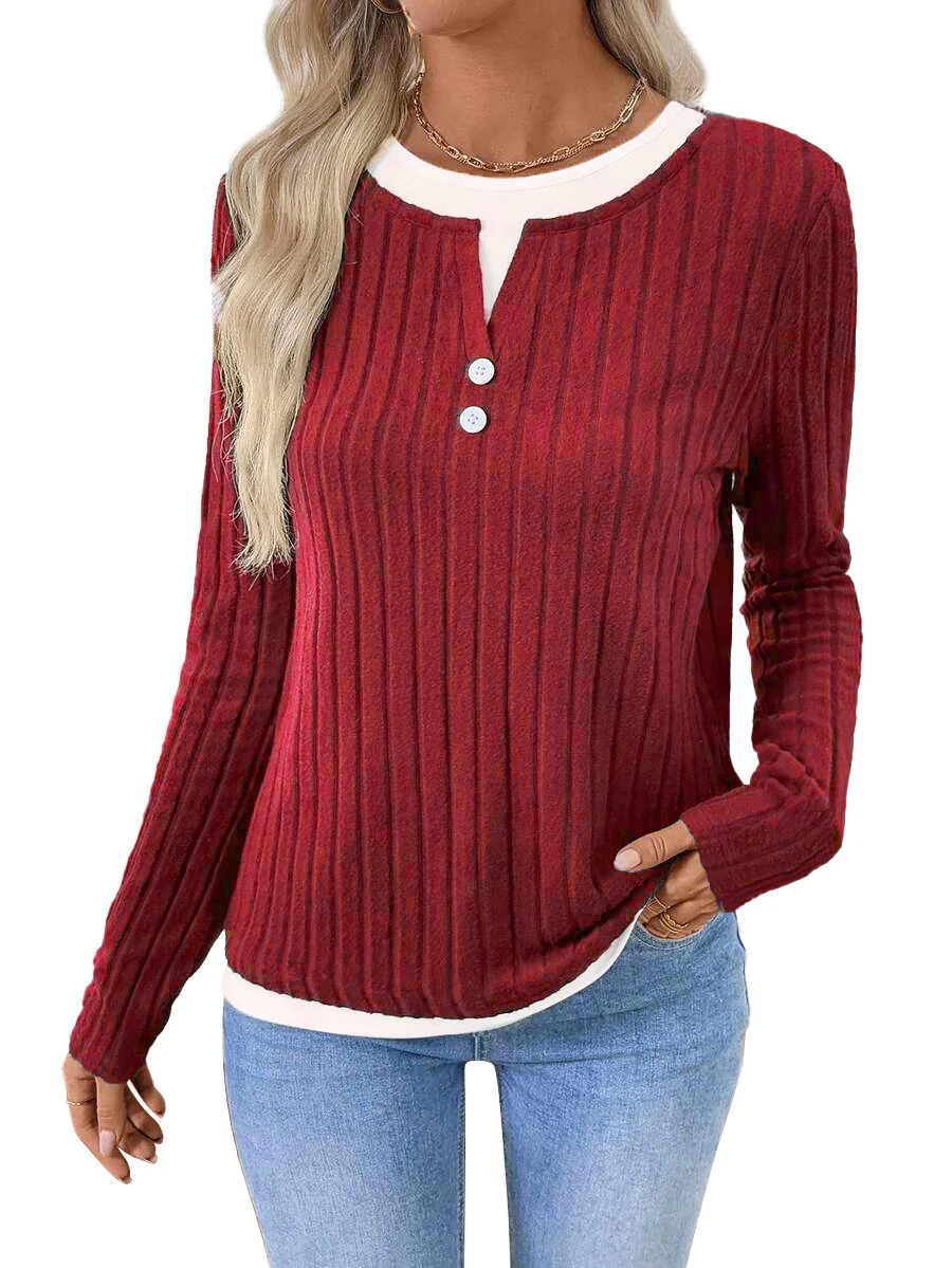 Kalivianne - T-shirt d’Hiver Côtelé à Manches Longues – Image 5