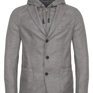 Emanuel Berg | Veste de sport en laine et cachemire avec bavette amovible à capuche - Gris taupe