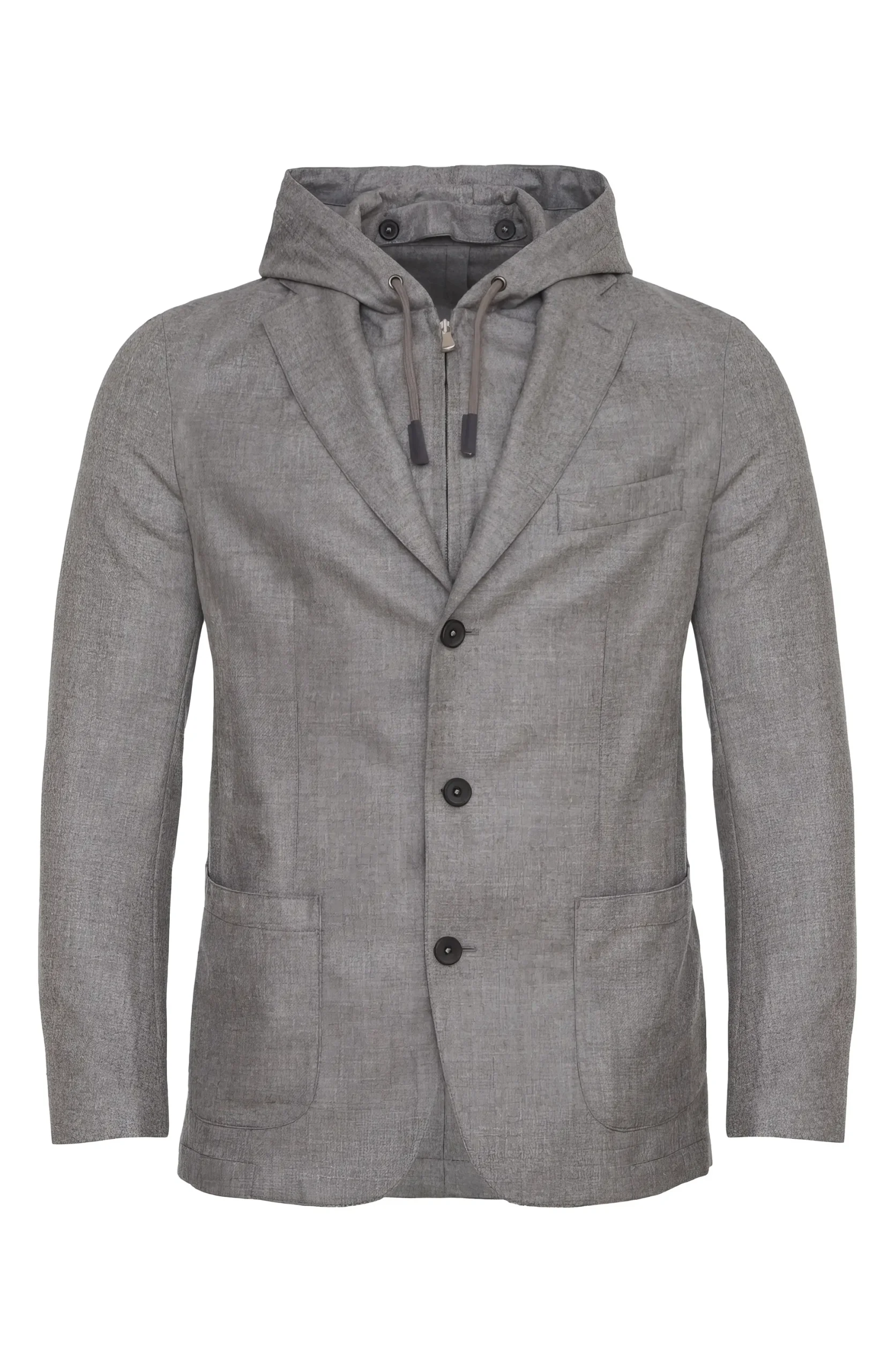 Emanuel Berg | Veste de sport en laine et cachemire avec bavette amovible à capuche - Gris taupe – Image 2