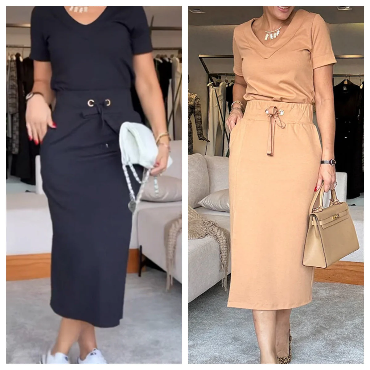 Quelara - Ensemble Top et Jupe avec Décolleté en V – Élégance Moderne et Confort Assuré – Image 8
