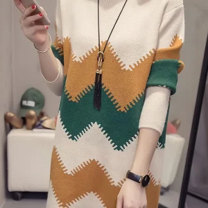 Mirabelle - Robe chandail chic à blocs de couleurs pour femmes