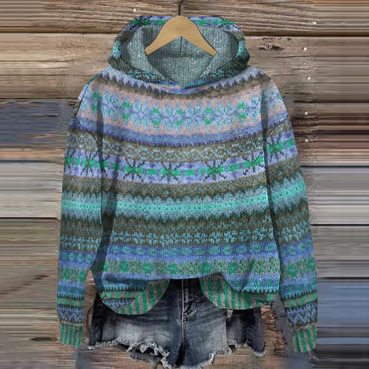 Aurelissa - Hoodie Ethnique Multicolore en Maille Douce – Image 4