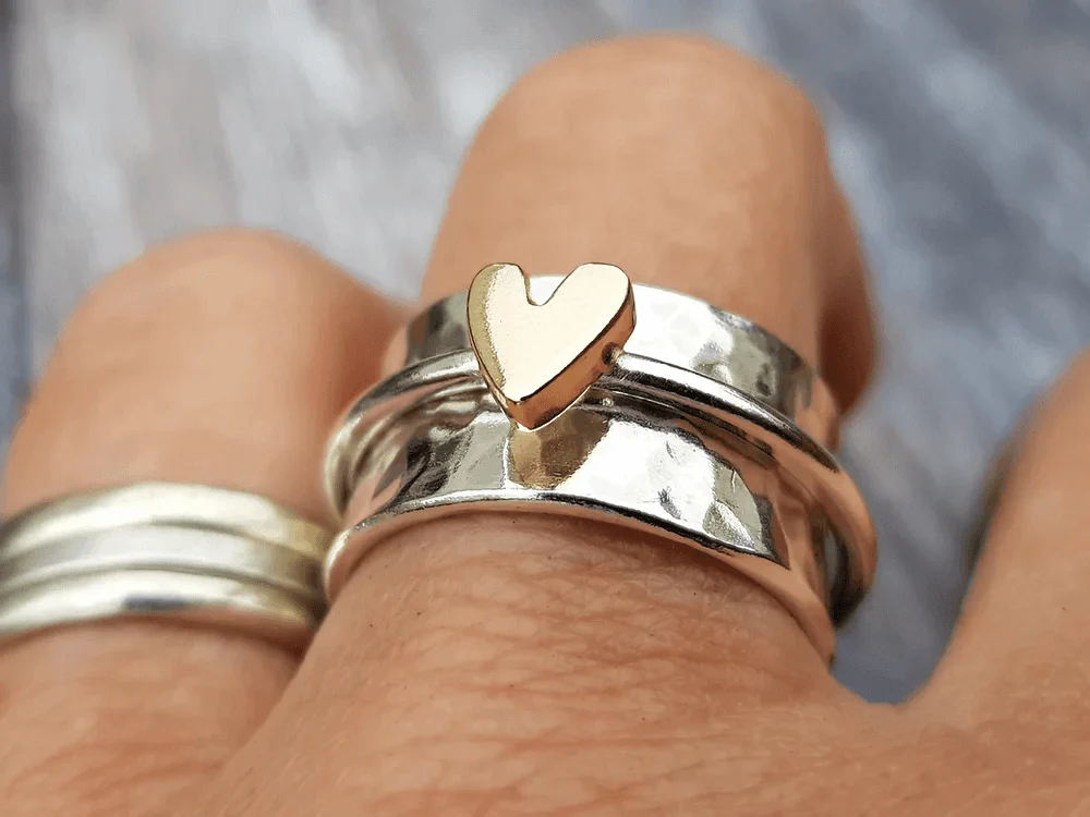 Mely - Bague en argent cœur doré – Image 3