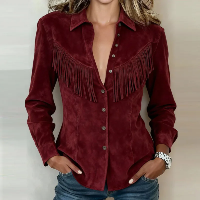 Faylarisse - Blouse Bohème Suédée à Franges – Image 5