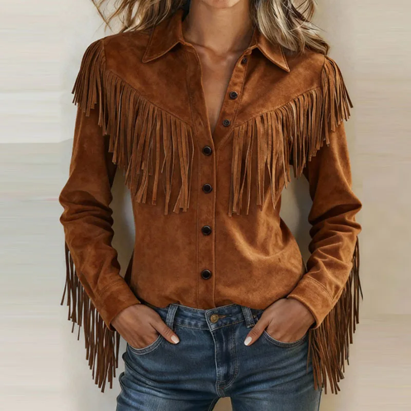 Faylarisse - Blouse Bohème Suédée à Franges – Image 6