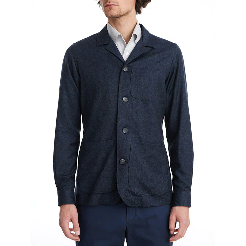 Emanuel Berg | Surchemise en flanelle de laine - Bleu – Image 2