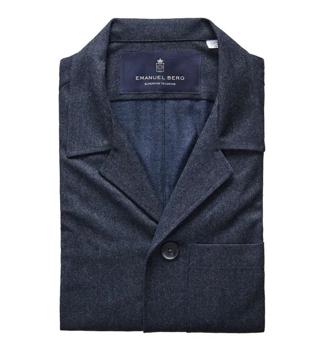 Emanuel Berg | Surchemise en flanelle de laine - Bleu – Image 4