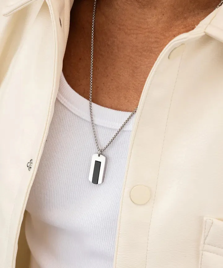 Pig & Hen | Le collier "Dogtag" - Agate noire / Argent – Image 3