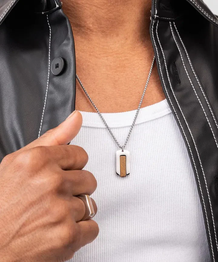 Pig & Hen | Le collier "Dogtag" - Oeil de tigre/ Argent – Image 3