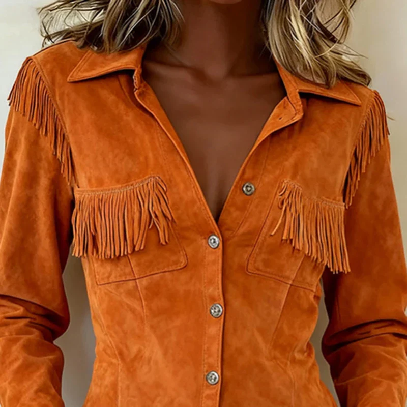 Faylarisse - Blouse Bohème Suédée à Franges – Image 3