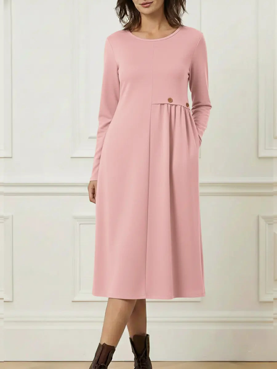 Helisavelle - Robe Midi en Coton à Manches Longues au Style Décontracté – Image 4