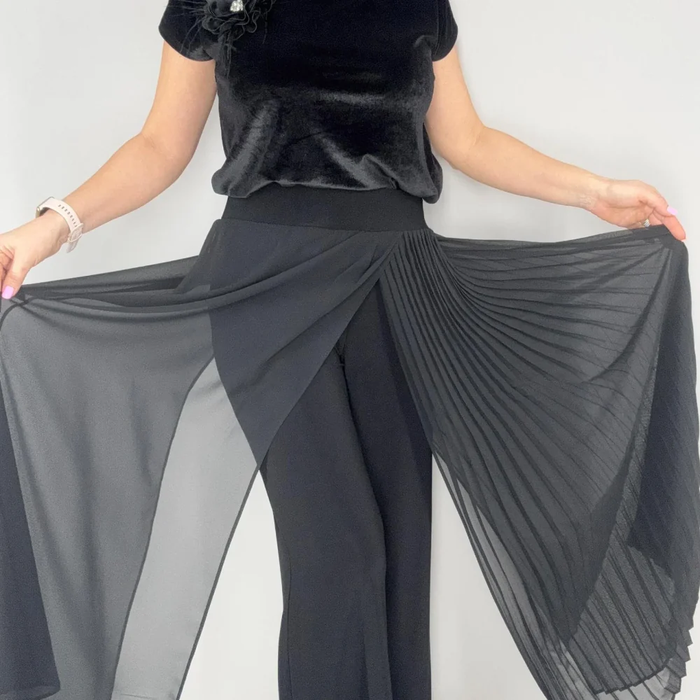 Helissavine - Pantalon Type Culotte Avec Couches Transparentes Et Plis – Image 3