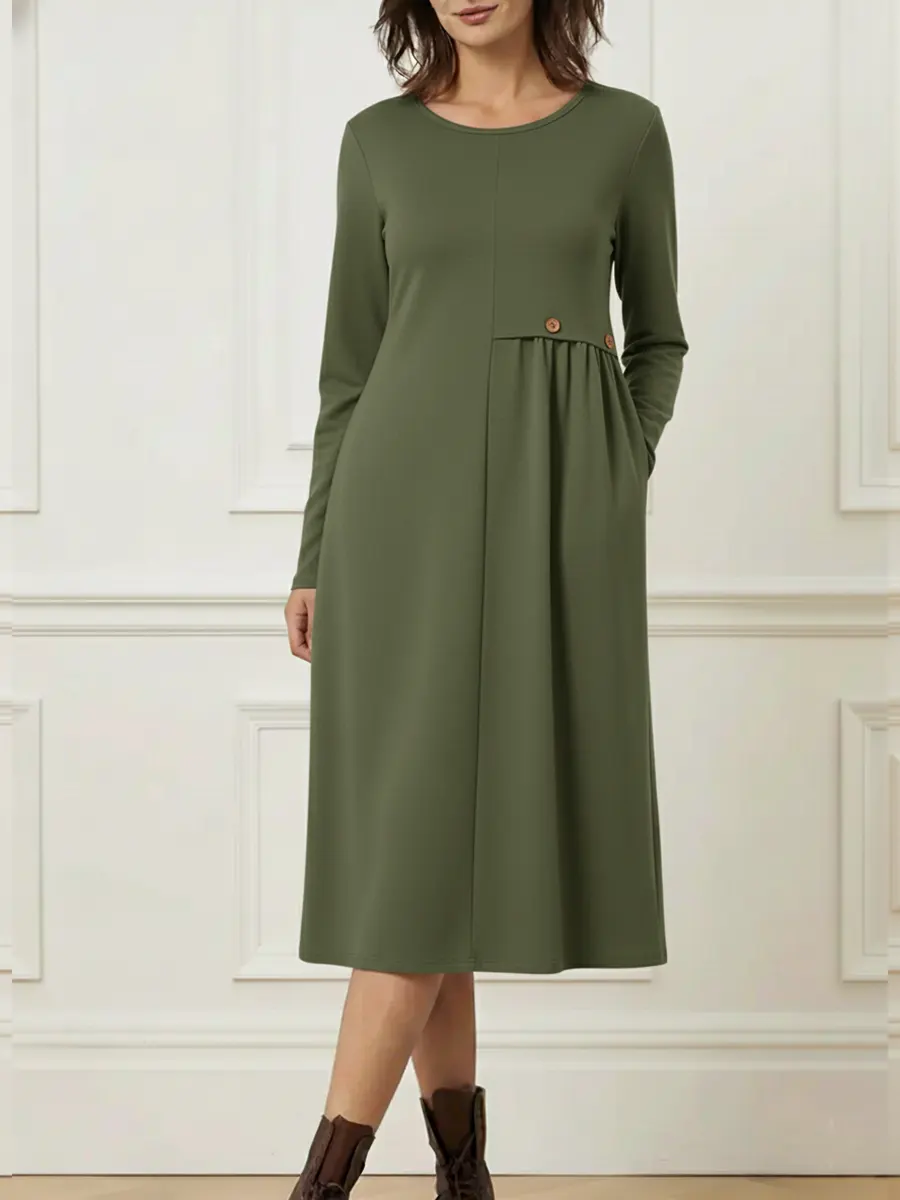 Helisavelle - Robe Midi en Coton à Manches Longues au Style Décontracté – Image 6