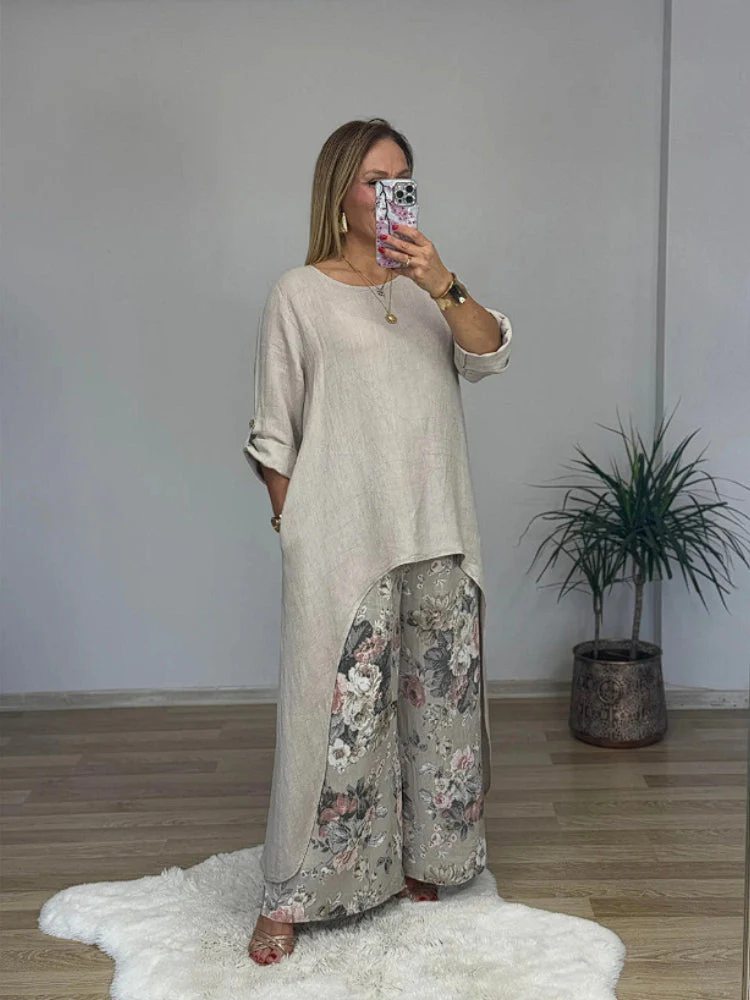 Ulina - Ensemble Décontracté avec Top Irrégulier et Pantalon à Jambes Larges – Image 4