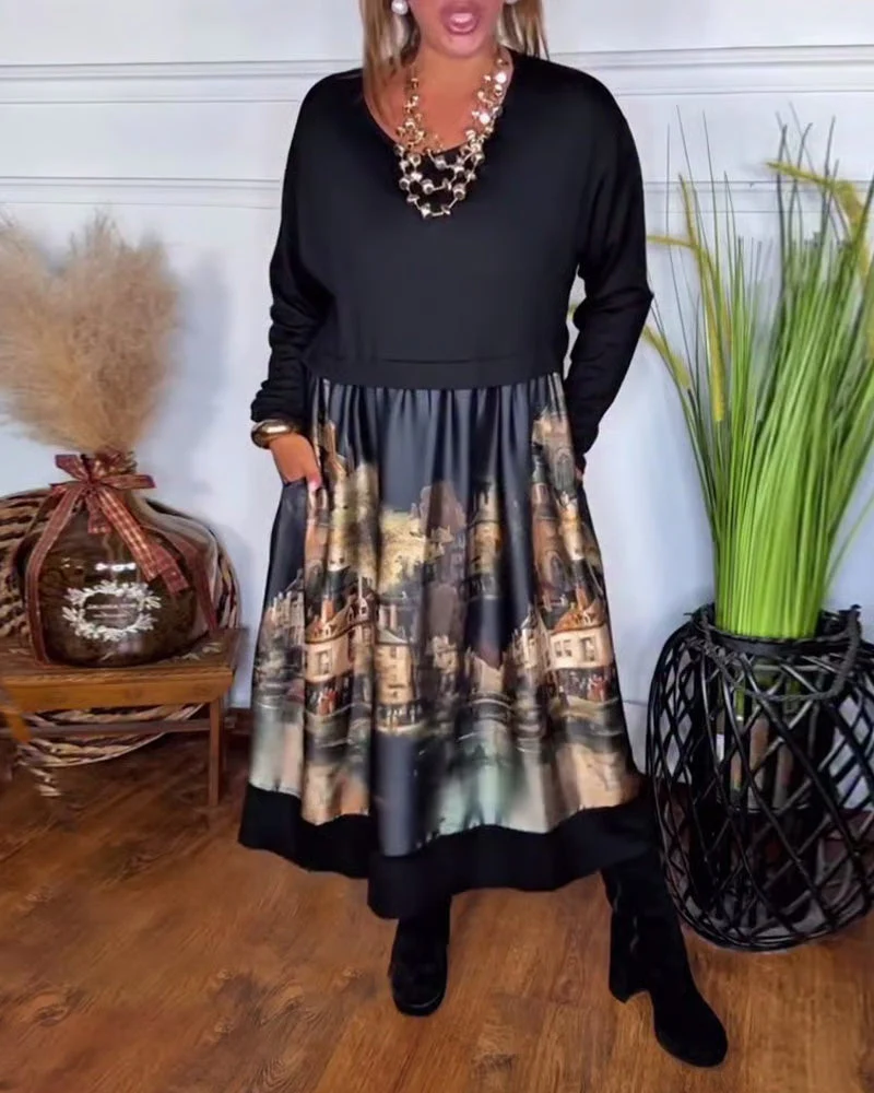 Delyssara - Robe libre et à motifs avec des manches longues – Image 6