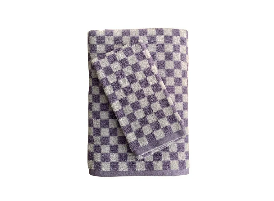 Un Art de Vivre - Serviette de bain à carreaux Retro - Mauve – Image 4