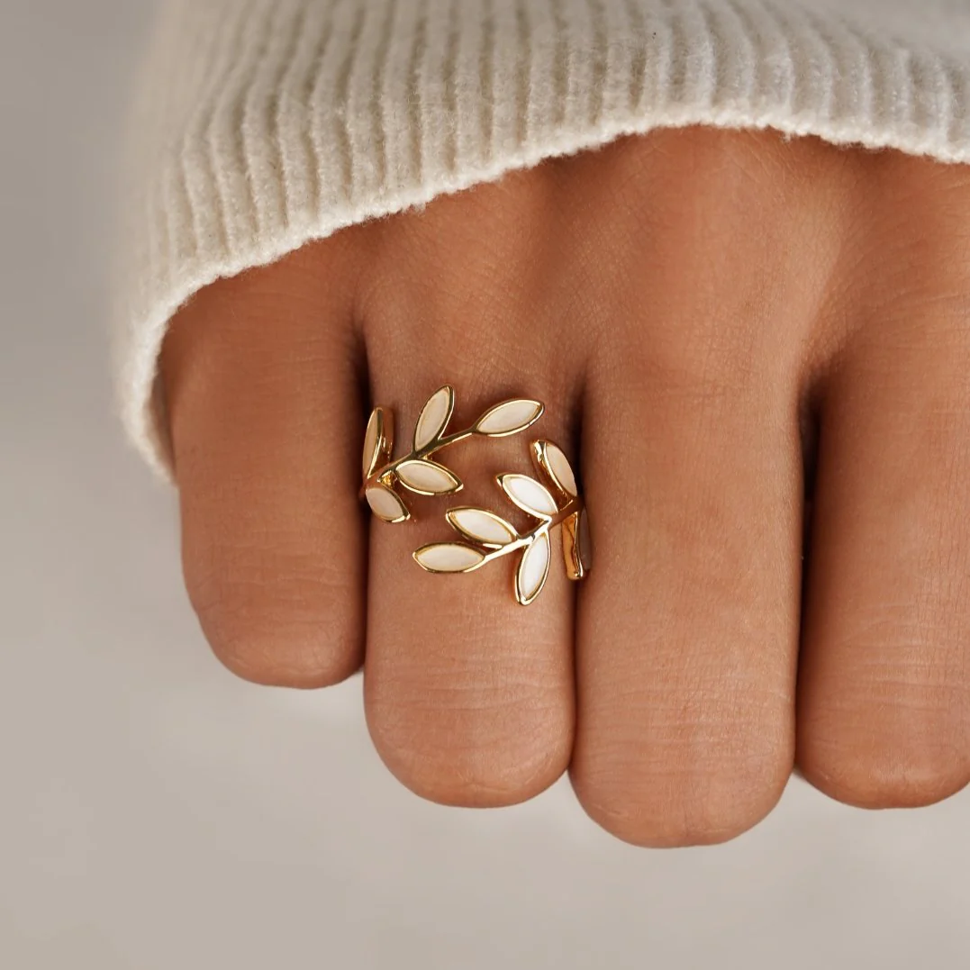 Bague Feuille Dorée – Image 3