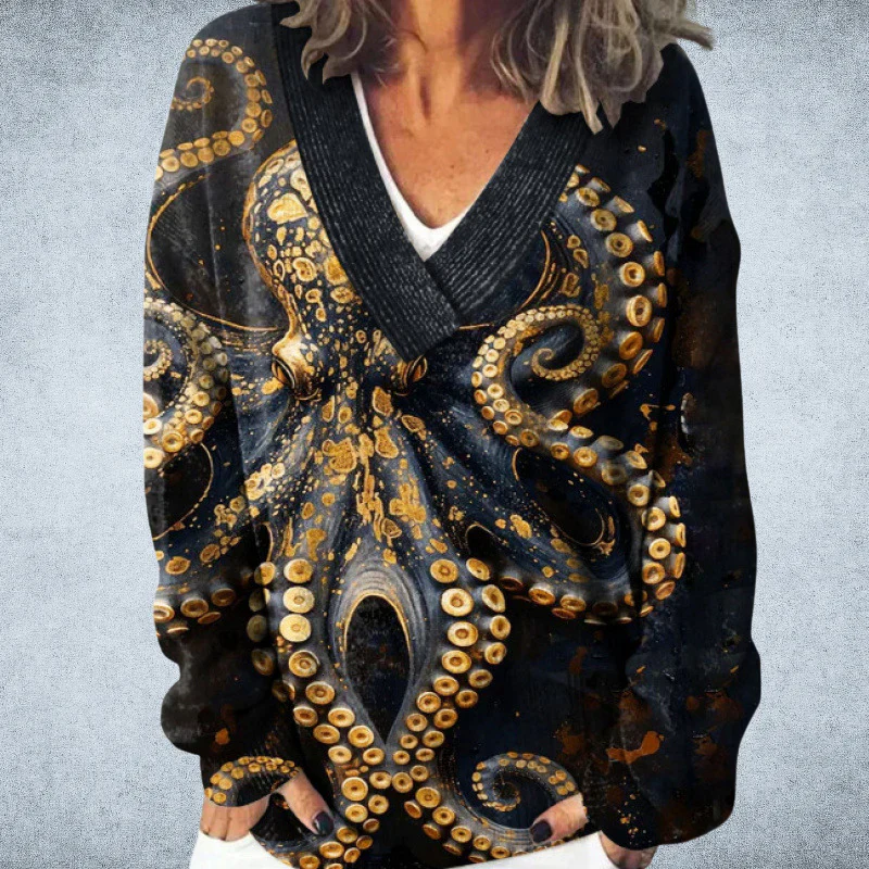 Pryselora - Pull Vintage Imprimé – Style Audacieux et Confort Quotidien – Image 3