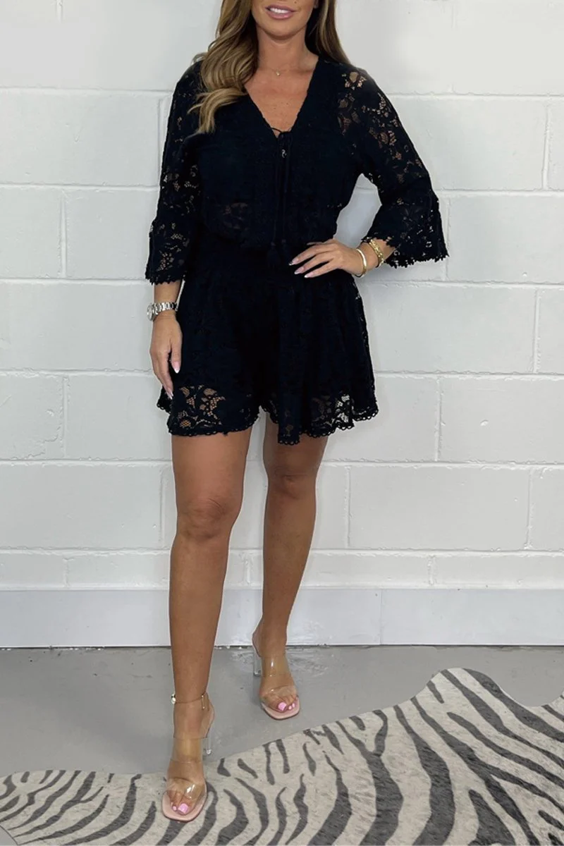 Jinte - Ensemble de robes courtes décontractées en dentelle à col en V – Image 6