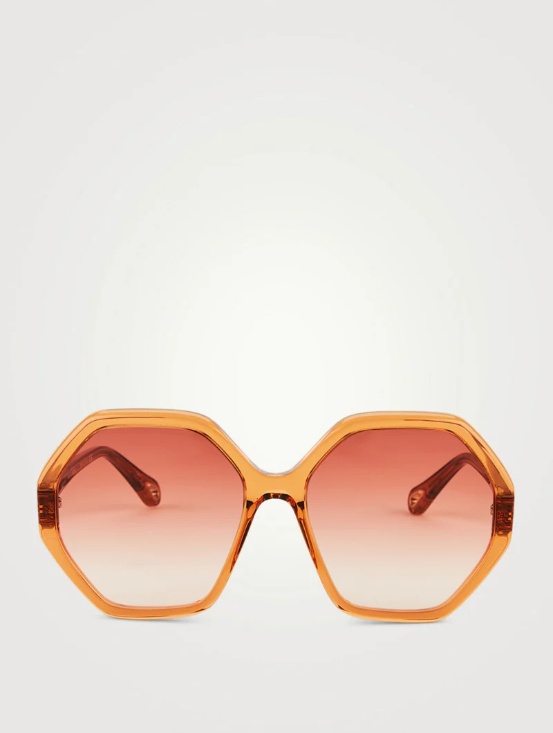 Chloé - Lunettes de soleil Esther Octagonal CH 0008 - Pêche transparente, orange dégradé