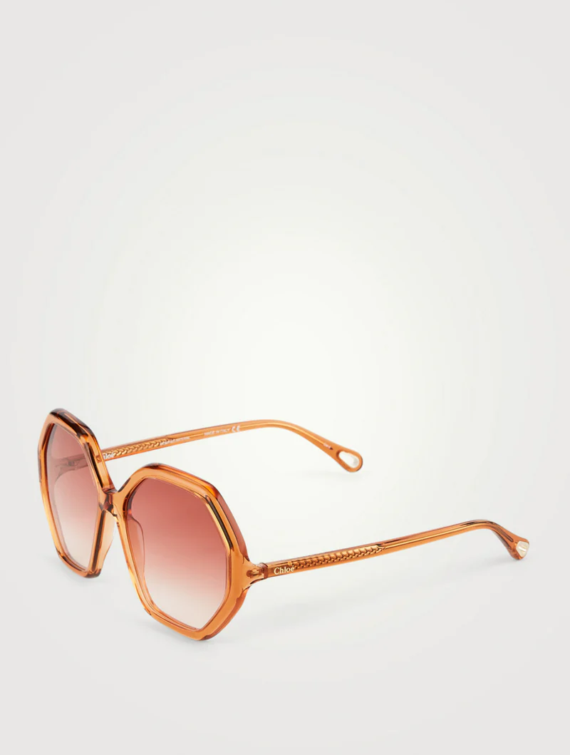 Chloé - Lunettes de soleil Esther Octagonal CH 0008 - Pêche transparente, orange dégradé – Image 3