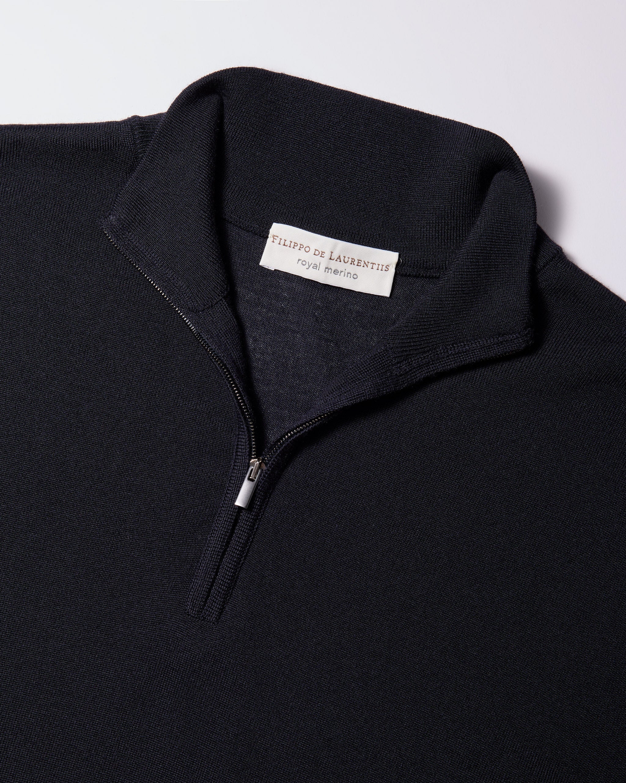 Filippo De Laurentiis | Pull demi-zip en laine mérinos royale - Bleu – Image 3
