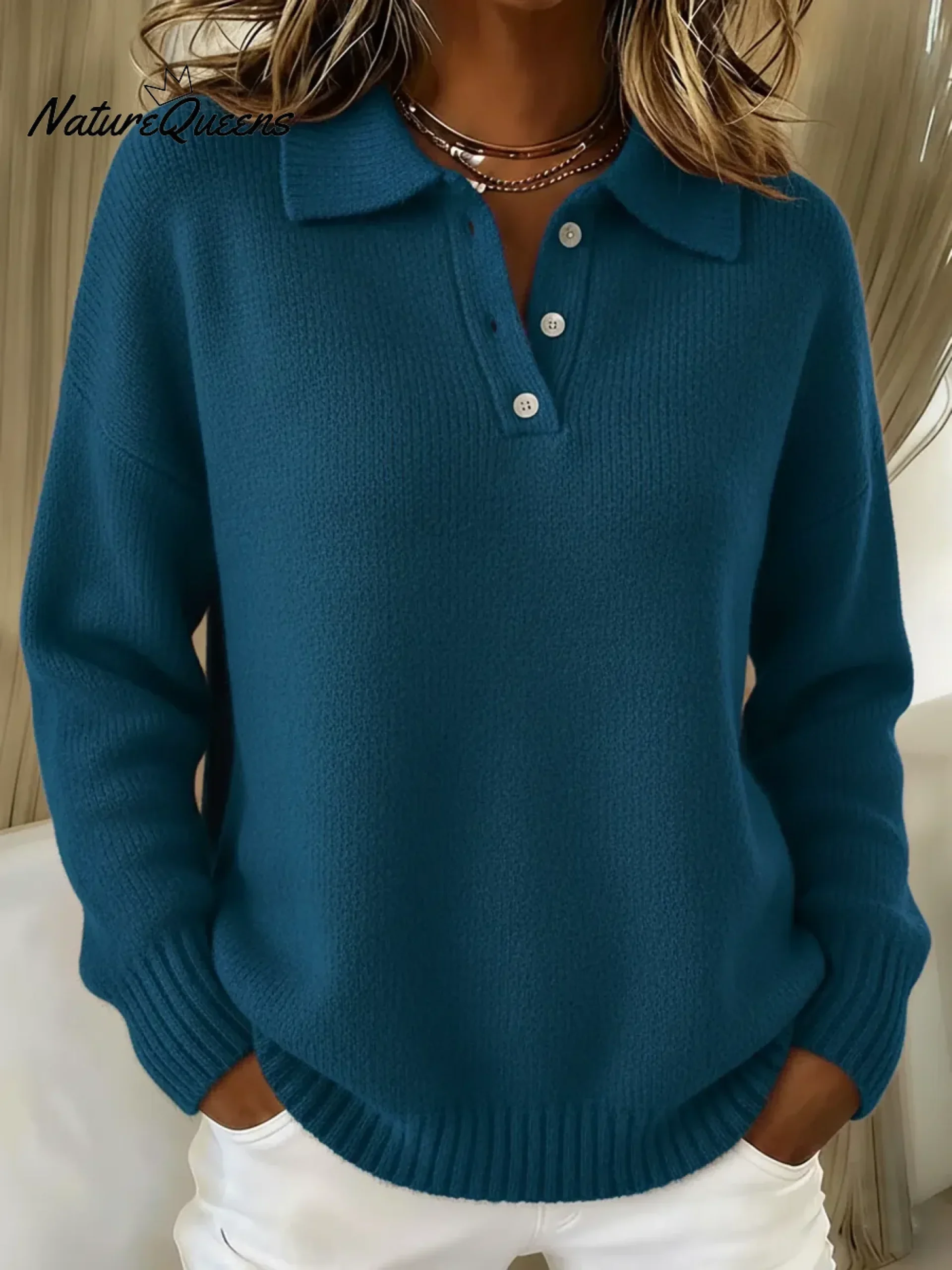Irivana - Pull à Col Polo Classique à Manches Longues – Image 3