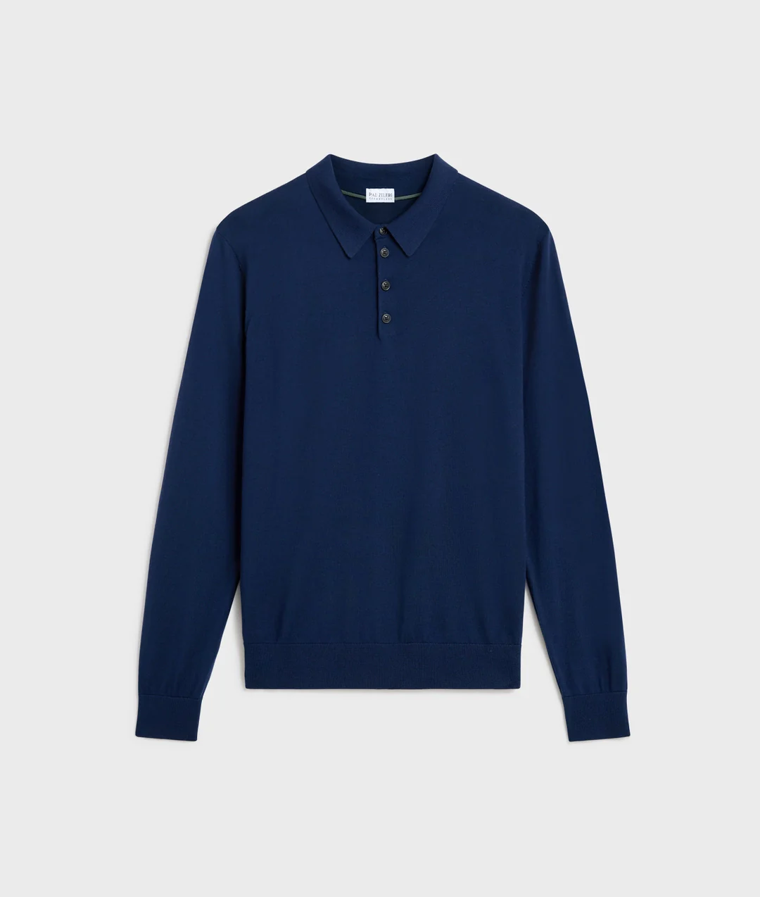 Pal Zileri | Pull polo à manches longues en laine, coupe classique - Bleu marine – Image 5