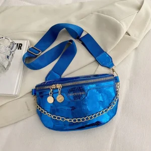 Sac banane bleu métalisé