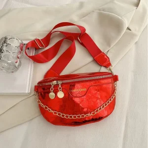 Sac banane rouge métalisé