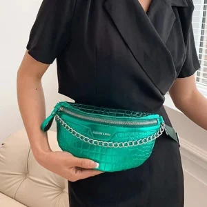 Sac banane vert métallisé