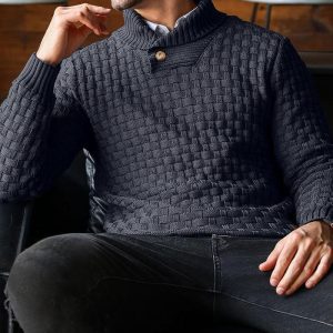 Mirko - Pull Homme Texturé Col Montant Élégant