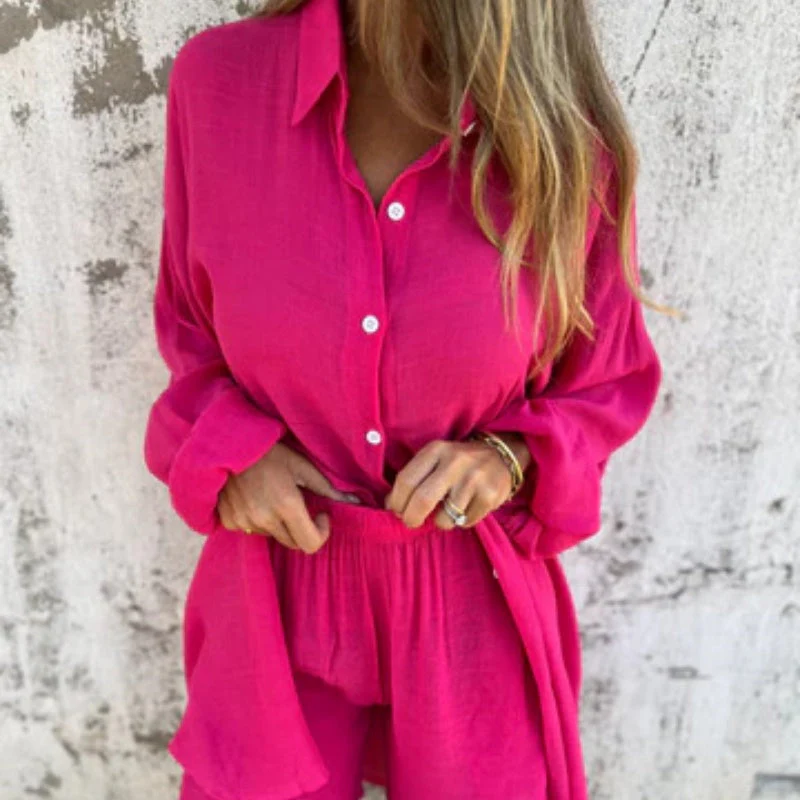 Alora - Ensemble chemise à manches longues et short pour femmes – Image 8