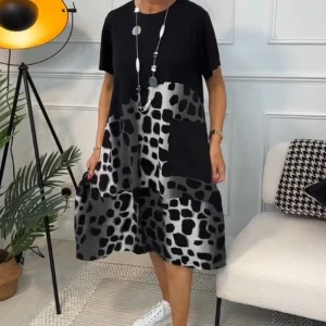 Lisette - Robe ample imprimée à col rond et manches courtes