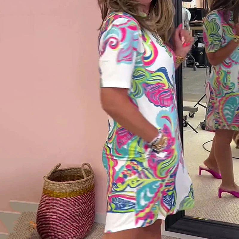 Gianna - Robe à Décolleté en V Imprimée Colorée – Image 4