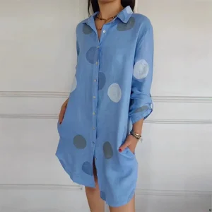 Melina - Robe Chemise Imprimée Décontractée avec Boutonnage pour Femmes