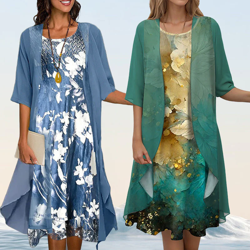 Eleny - Ensemble élégant de robe en chiffon floral en deux parties – Image 4