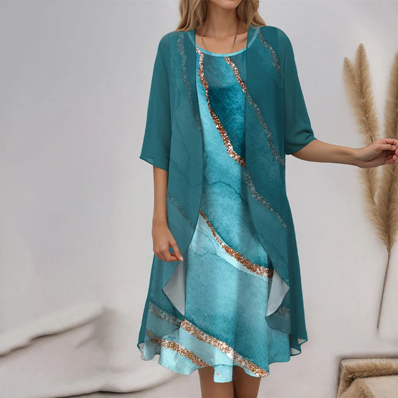 Eleny - Ensemble élégant de robe en chiffon floral en deux parties – Image 5